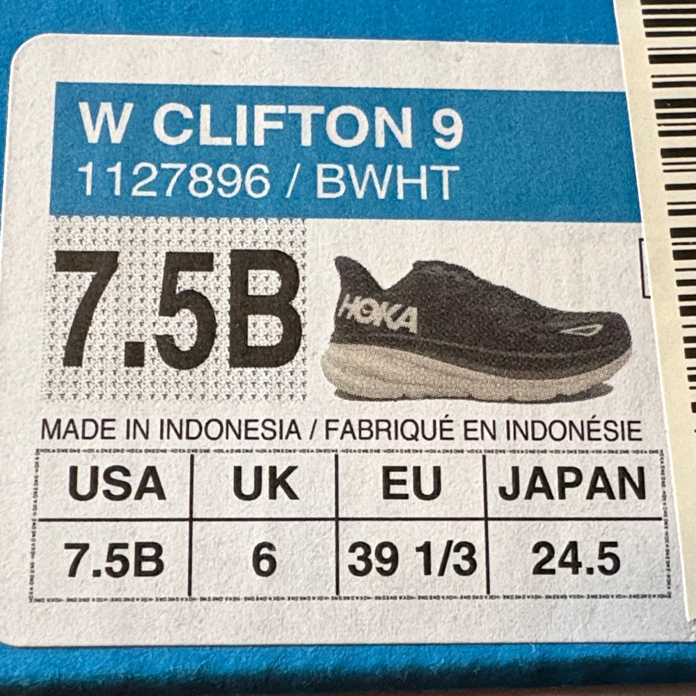 Hoka Clifton 9 Women's Sneakers - Black with White Accents